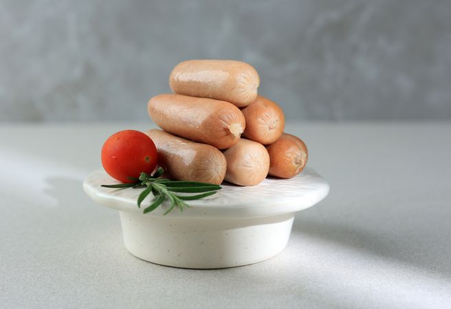 Beef Cocktail Sausages on Grey Table