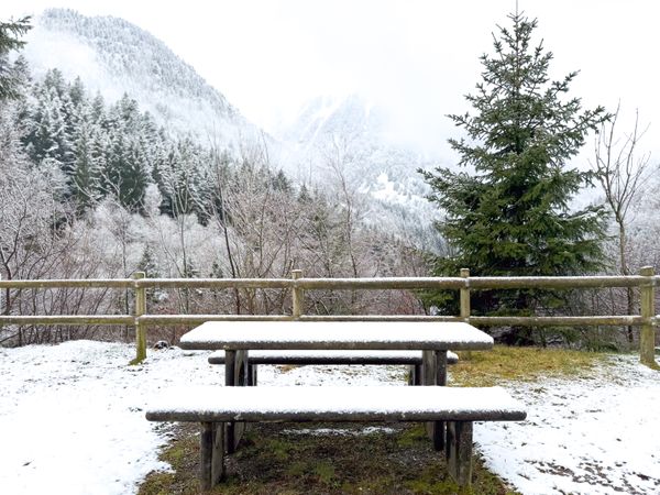 Snowy Picnic Stop by Lac du Vernex, VD