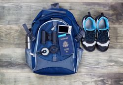 Travel kit on aged wood