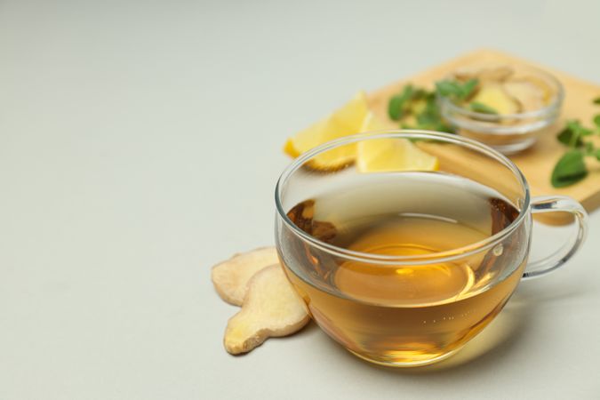 Cold treatment, healthcare concept - tea with ginger