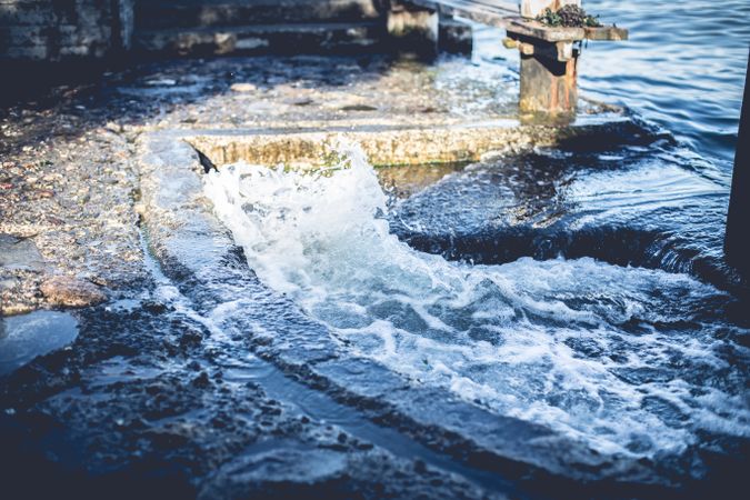 Water with splashes near coast