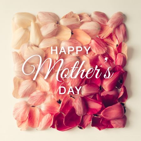 Tulip petals pattern in shape of a square with text "Happy Mothers day"