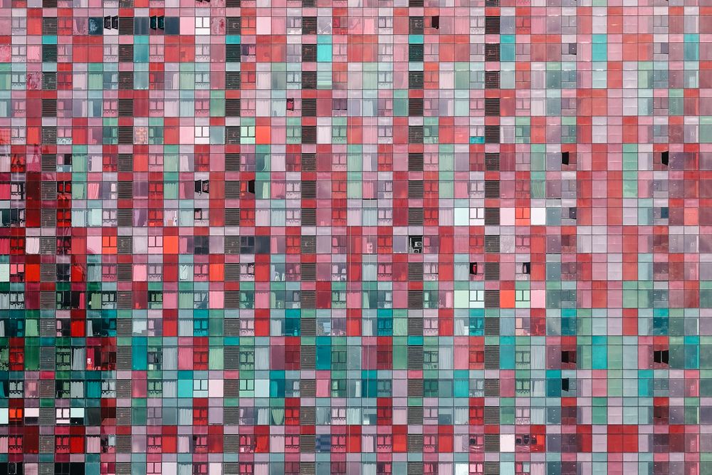 Colorful windows in an office block