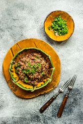 Traditional Georgian dish lobio in bright bowl