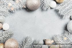 Silver Christmas flatly with frosted pine cones and baubles bxVXv5