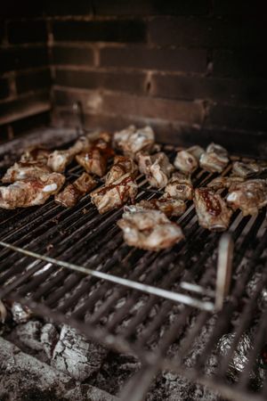 cooking meat in barbecue