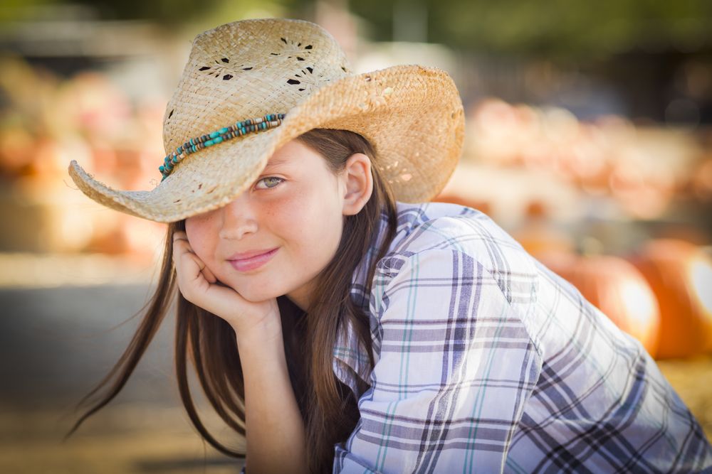 Preteen Girl Portrait at the Pumpkin Patch