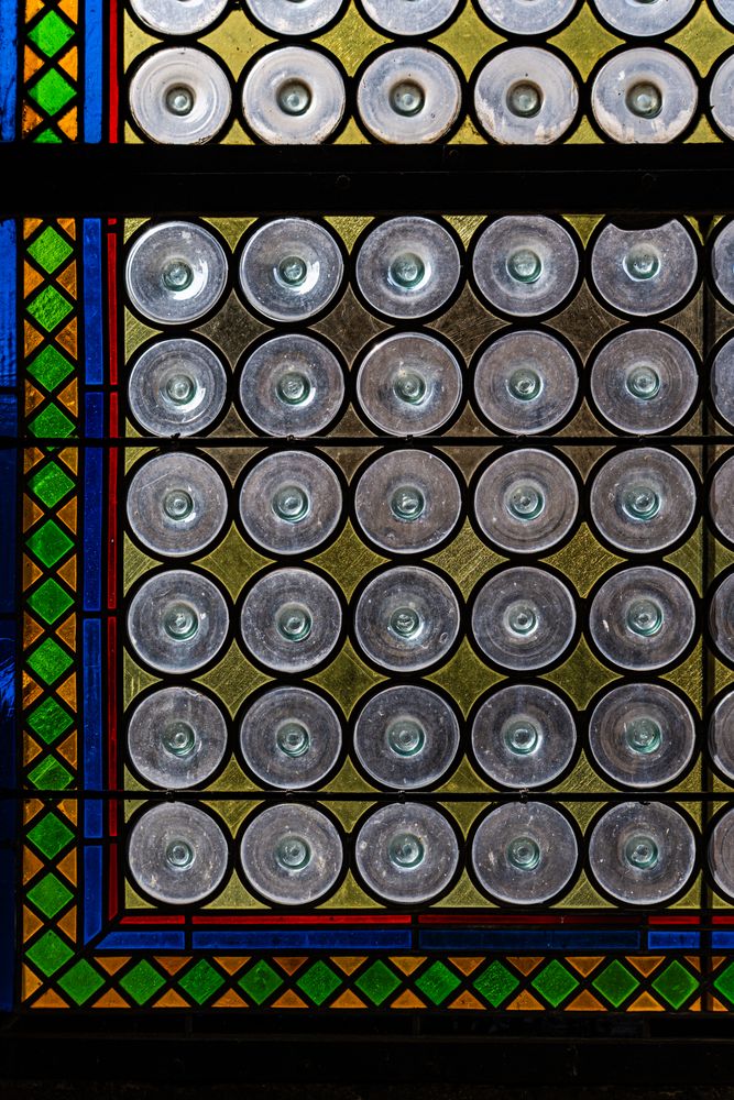 Stained glass of one of the building in Old Prague