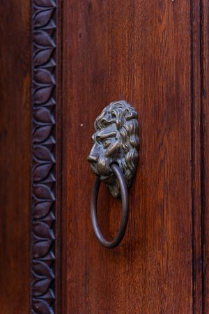 Beautiful vintage door with handle in Old Prague