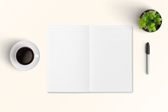 Modern workspace with  copy space on color background