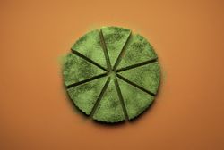 Matcha cheesecake sliced and ready to eat