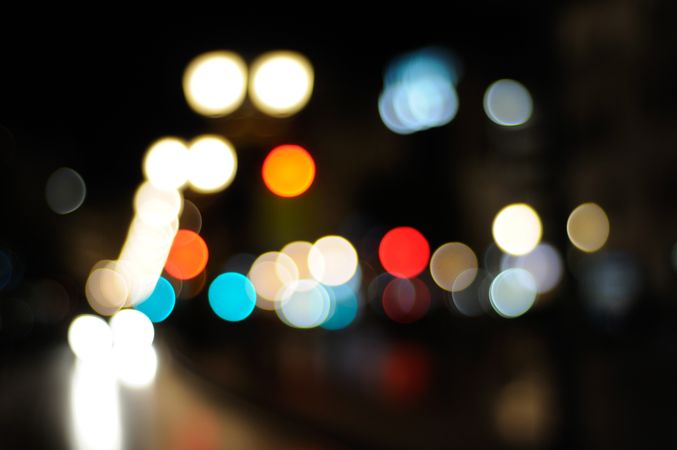 Night lights along city street