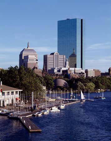 Charles River view into Boston, Massachusetts