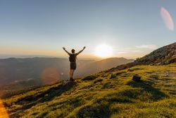 Man walking on the mountain