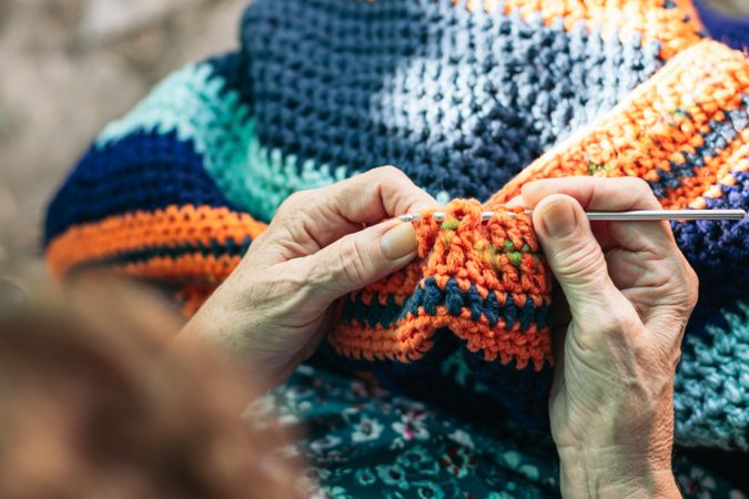 Granny Hobbies: Older Woman Crocheting