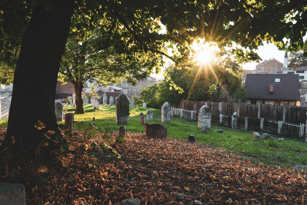 Cemetery at sunset