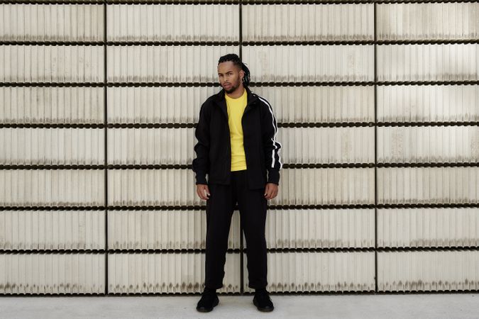 Black male near concrete blocks