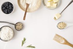 Beautiful delicious dessert ingredients and copy space