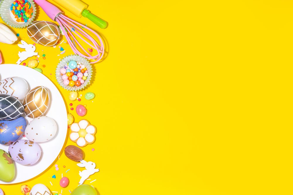 High-colored Easter baking background