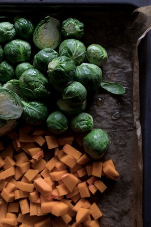 Braised brussels sprouts and pumpkin with quinoa