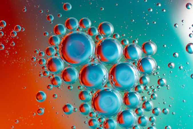 Abstract blue and red water bubbles