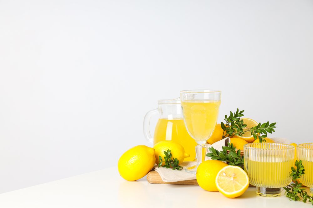 Concept of fresh summer drink - Limoncello cocktail