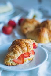 Morning pastries with organic strawberries