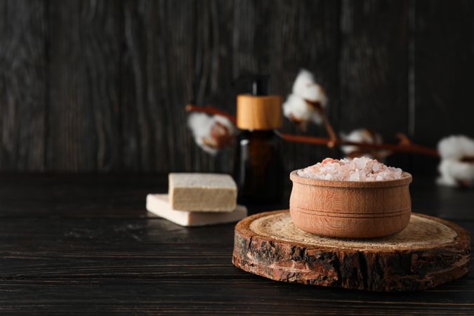 Sea salt, concept of relax, spa and self care