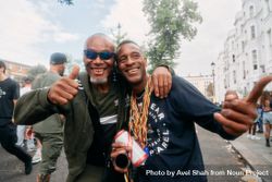 London, England, United Kingdom - August 28, 2022: Two Black male revelers at Notting Hill Carnival 5aR3o4