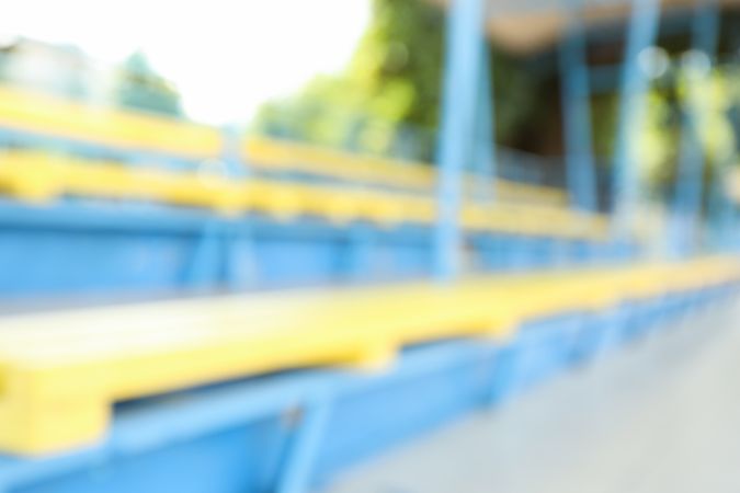 Tribunes on the open football field, blurred background