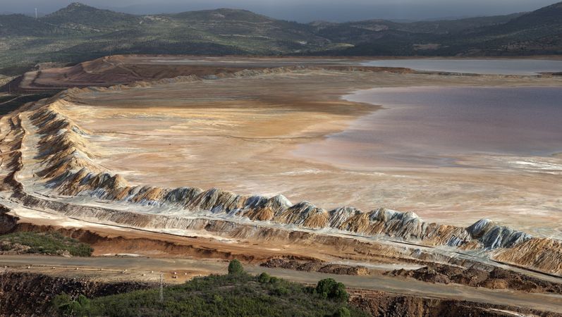 Amazing mountain mining landscape in Riotinto