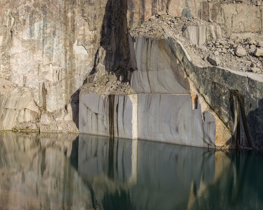 Calm water near stone quarry