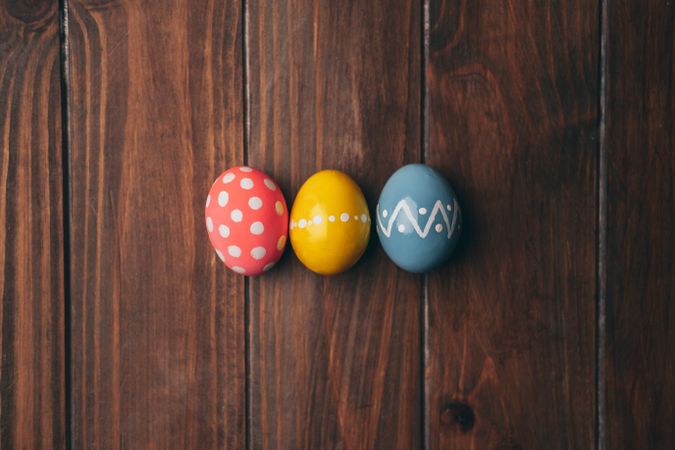 Set of Easter eggs on straw