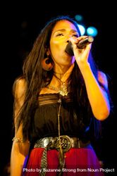 Los Angeles, CA, USA - July 12, 2012: Woman singing on stage bDQRK0