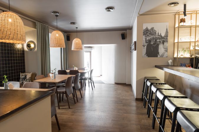 Interior of cozy restaurant