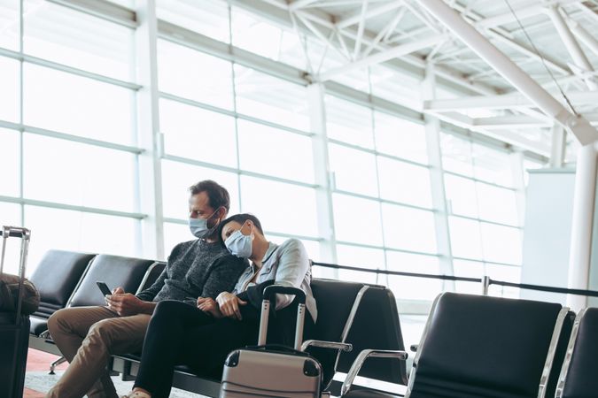 Couple at airport during corona virus lockdown