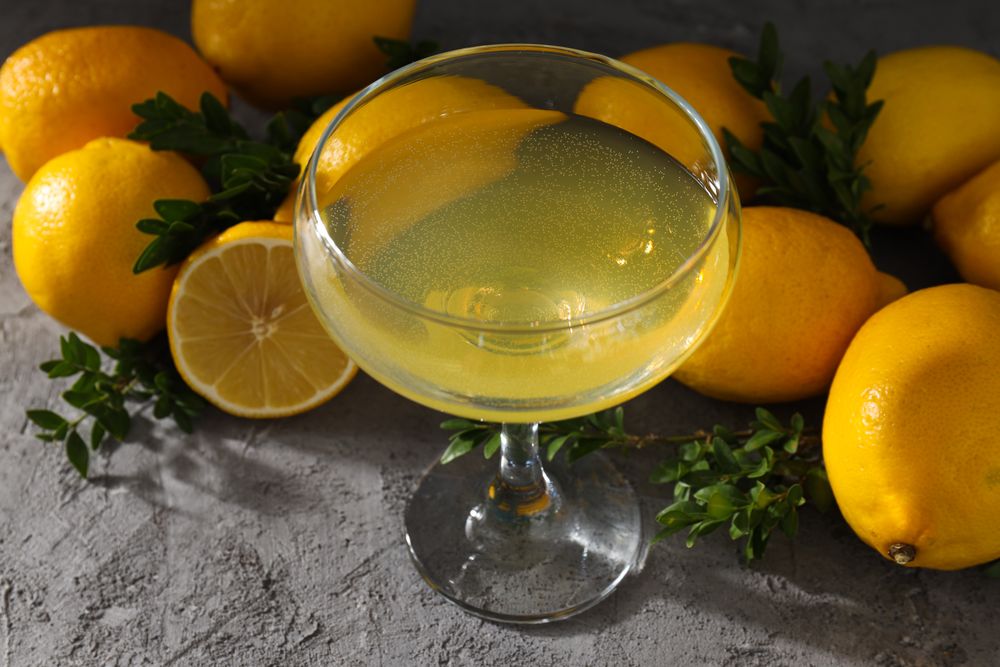 Concept of fresh summer drink - Limoncello cocktail