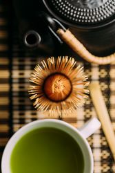 Preparing matcha tea