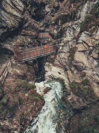Tourist path among beautiful mountain landscape