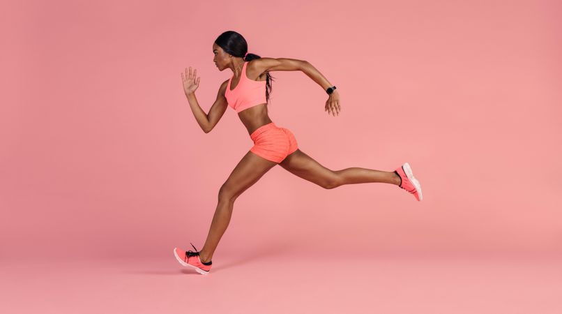 Fit and healthy Black woman running