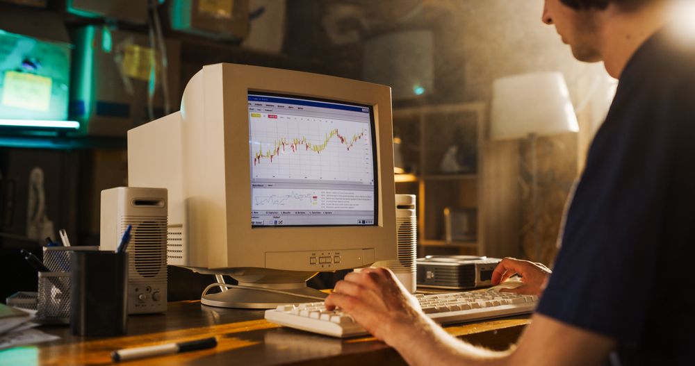 Focused Man Starting Tech Startup Company In Nineties.