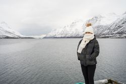 Young woman in warm clothes