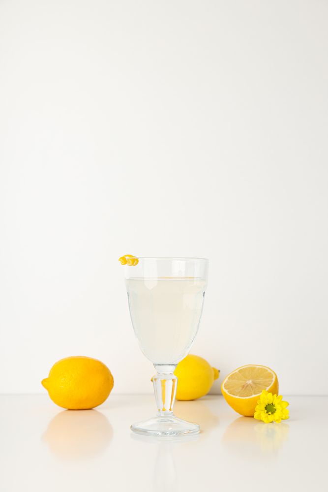 Concept of fresh summer drink - Limoncello cocktail