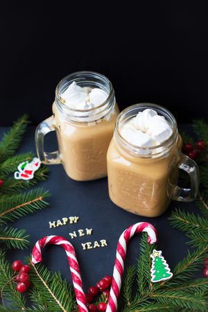 marshmellou cocoa, Christmas tree ornaments and candy