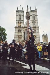 London, England, United Kingdom - June 6th, 2020: BLM protesters in front of Westminster Abbey 5ng164