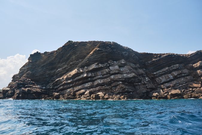 Rocky coast near rippling sea