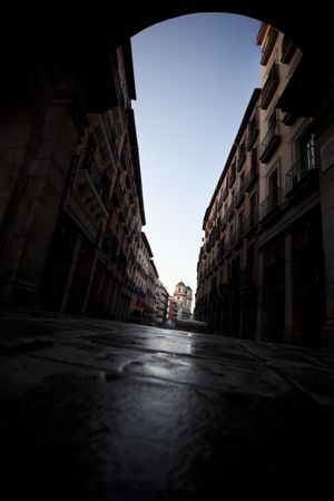Alley between buildings in Madrid, Spain