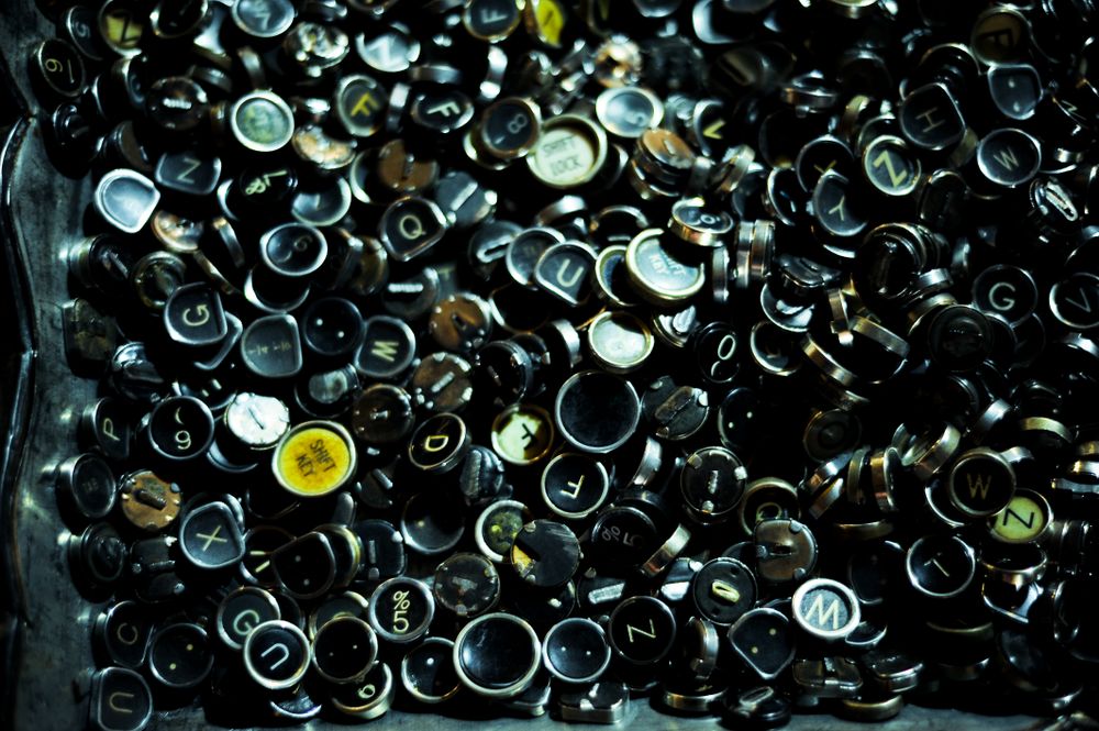 Collection of typewriter keys