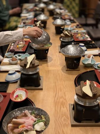 Japanese cuisine on a dinner table