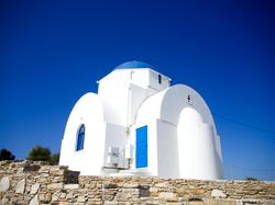 Small church with blue roof